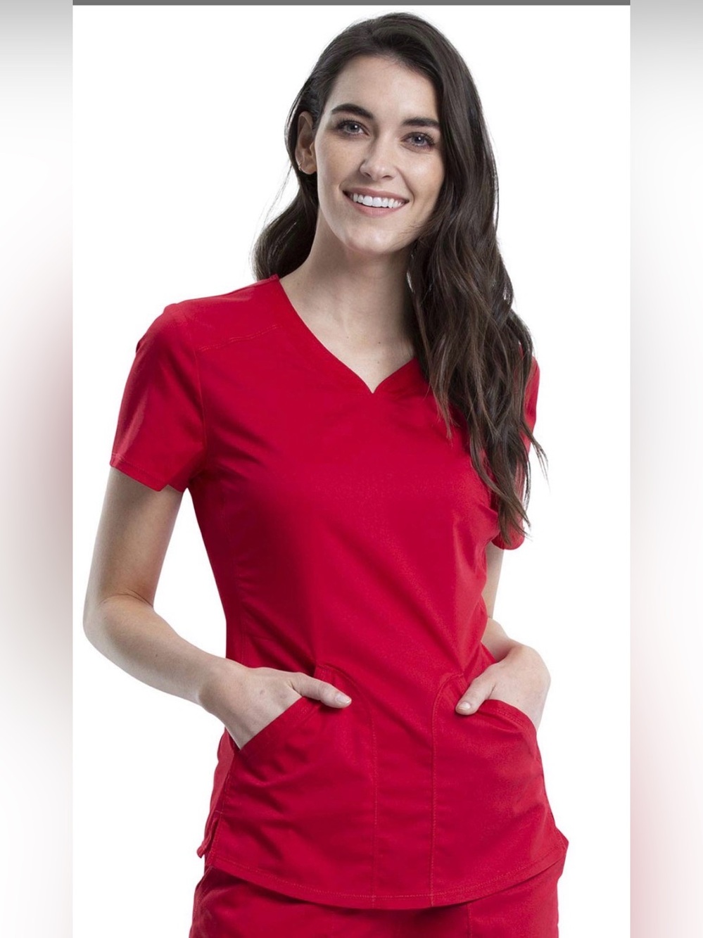 Women's V-Neck Scrub Top - Red